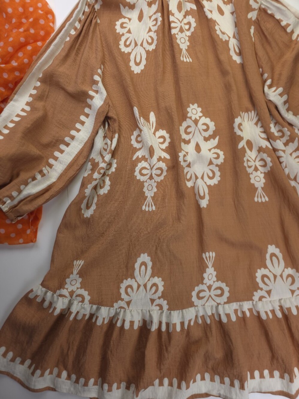 Umgee Camel Cream Floral Print Button-Front Women’s Dress Sz L - Picture 12 of 12